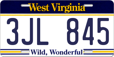 WV license plate 3JL845