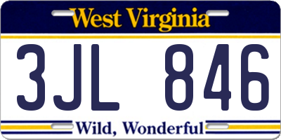 WV license plate 3JL846
