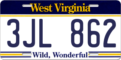 WV license plate 3JL862
