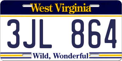 WV license plate 3JL864