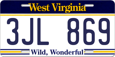 WV license plate 3JL869