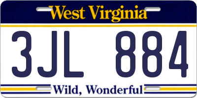 WV license plate 3JL884