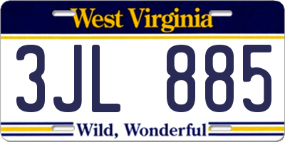 WV license plate 3JL885