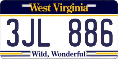 WV license plate 3JL886
