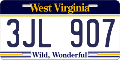 WV license plate 3JL907