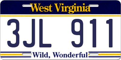 WV license plate 3JL911