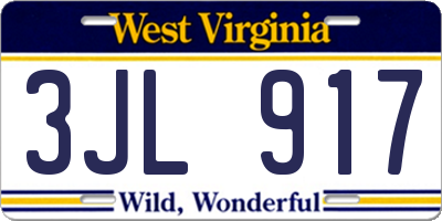 WV license plate 3JL917