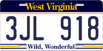 WV license plate 3JL918