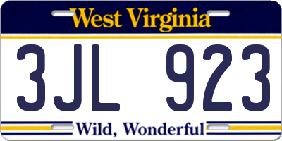 WV license plate 3JL923