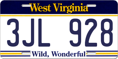 WV license plate 3JL928