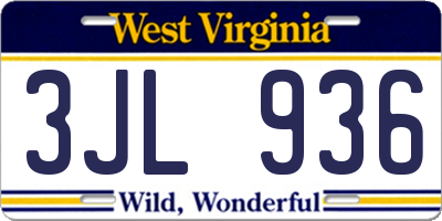 WV license plate 3JL936