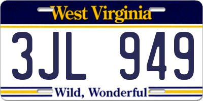 WV license plate 3JL949