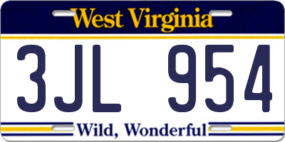 WV license plate 3JL954