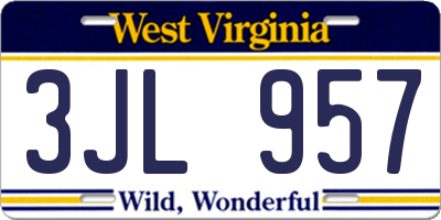 WV license plate 3JL957