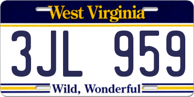 WV license plate 3JL959