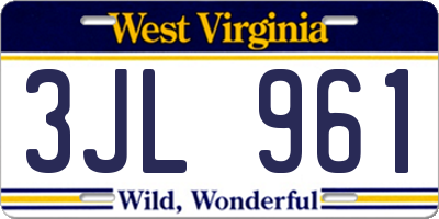WV license plate 3JL961