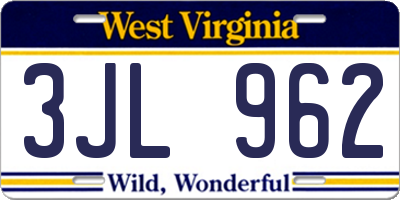 WV license plate 3JL962