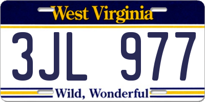 WV license plate 3JL977