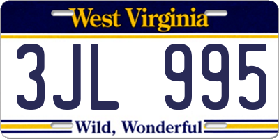 WV license plate 3JL995