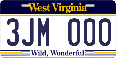 WV license plate 3JM000