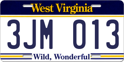 WV license plate 3JM013