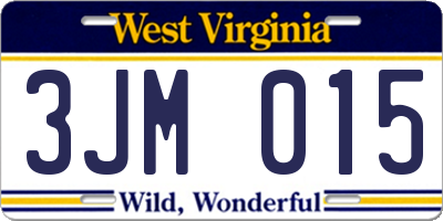 WV license plate 3JM015