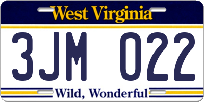 WV license plate 3JM022