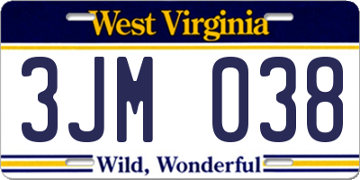 WV license plate 3JM038