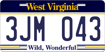 WV license plate 3JM043