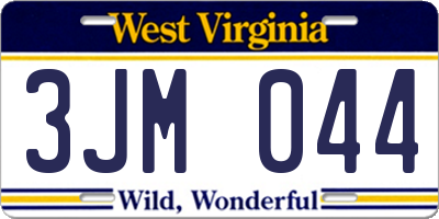 WV license plate 3JM044