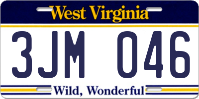 WV license plate 3JM046
