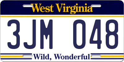 WV license plate 3JM048