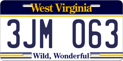 WV license plate 3JM063