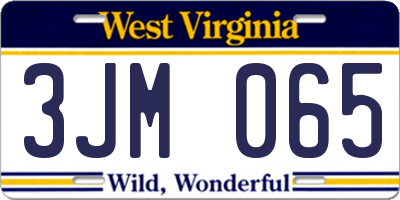 WV license plate 3JM065