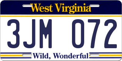 WV license plate 3JM072