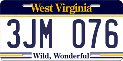 WV license plate 3JM076