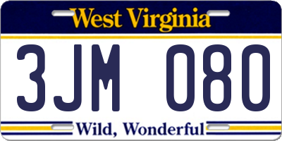 WV license plate 3JM080