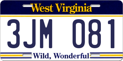 WV license plate 3JM081