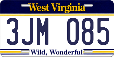 WV license plate 3JM085