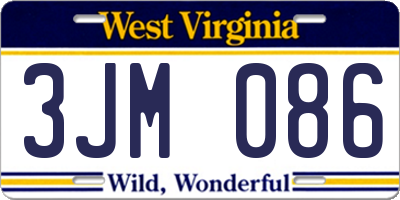 WV license plate 3JM086