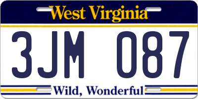 WV license plate 3JM087