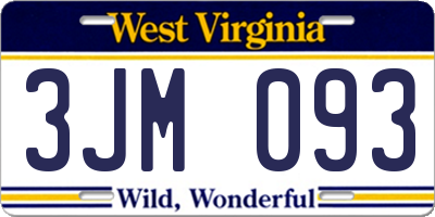 WV license plate 3JM093