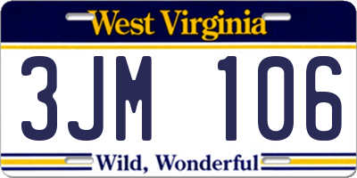 WV license plate 3JM106
