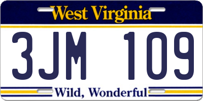 WV license plate 3JM109