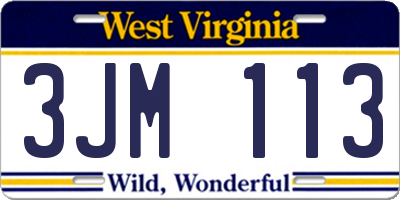 WV license plate 3JM113