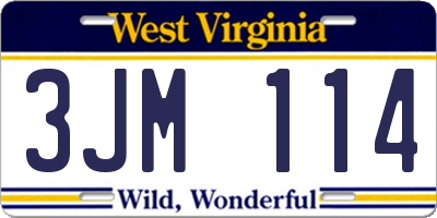 WV license plate 3JM114