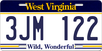 WV license plate 3JM122