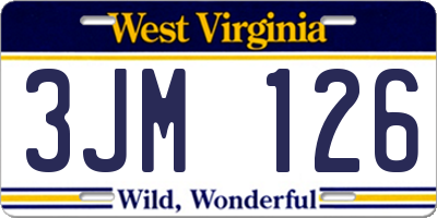WV license plate 3JM126