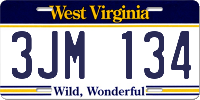 WV license plate 3JM134