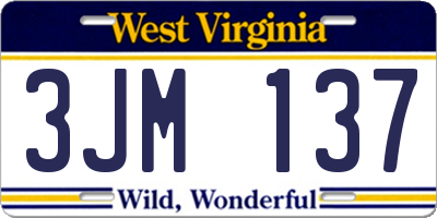 WV license plate 3JM137